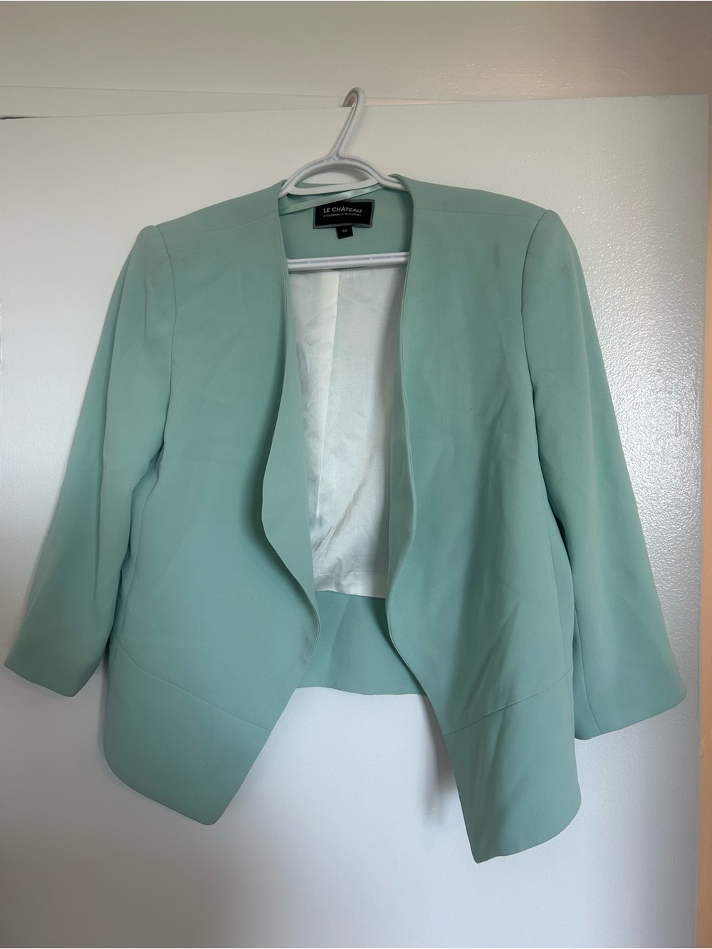 le chateau Mint Green Open-Front Tailored Blazer